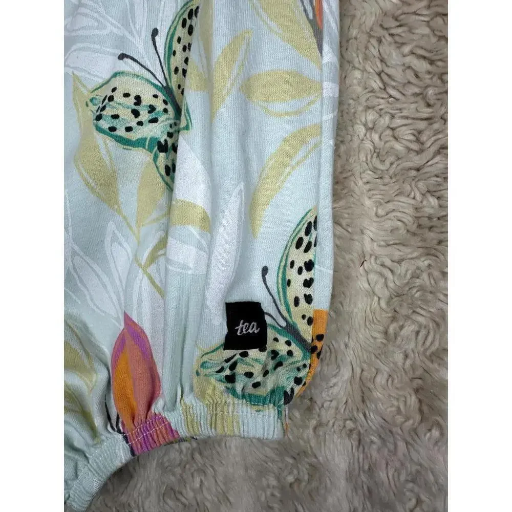 Tea Collection mint green butterfly flutter sleeve cotton short romper Size 3-6M
